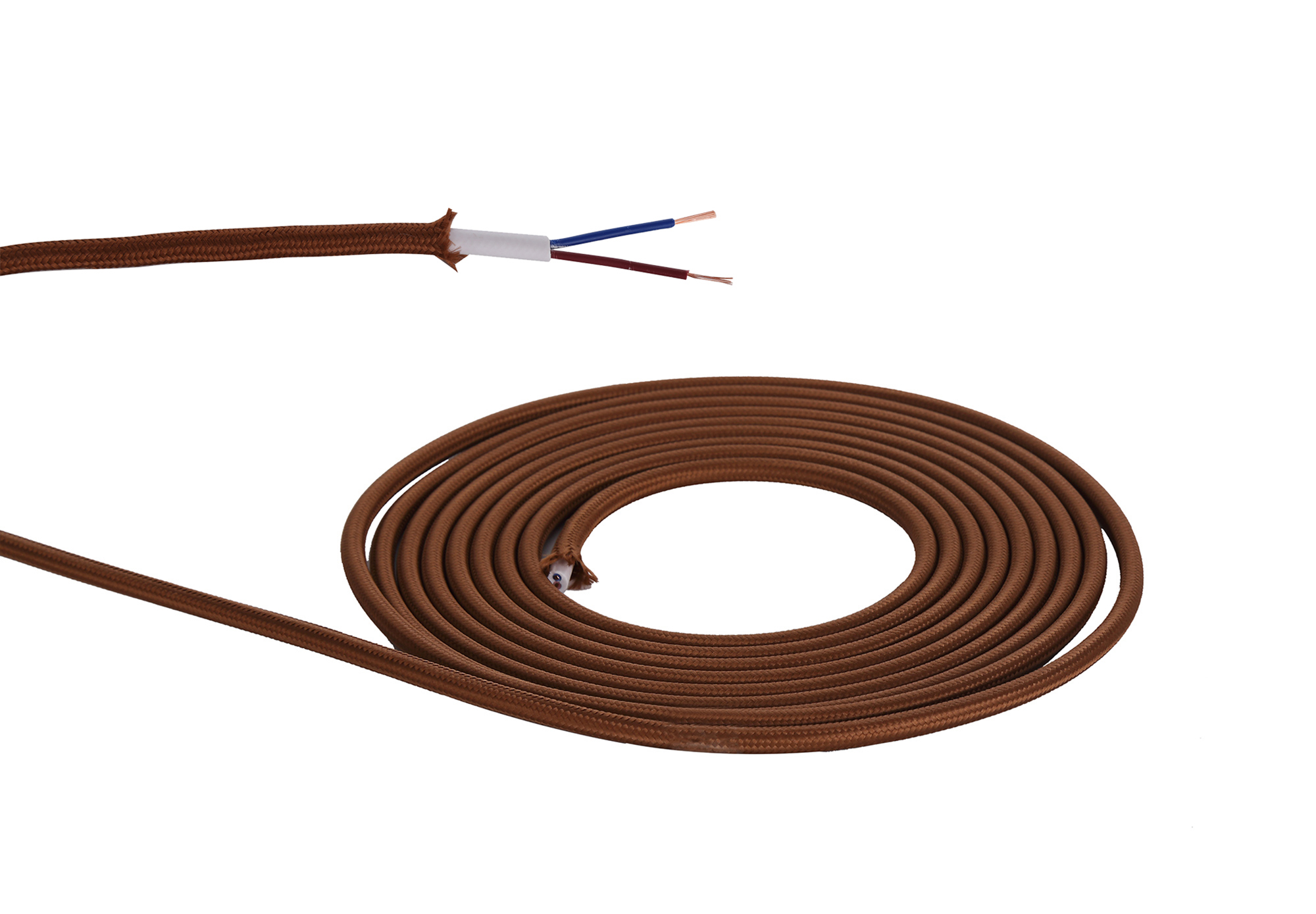 D0522  Cavo 1m Red Brown Braided 2 Core 0.75mm Cable